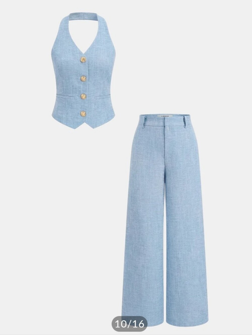 Halter Vest & Wide Leg Pants Set